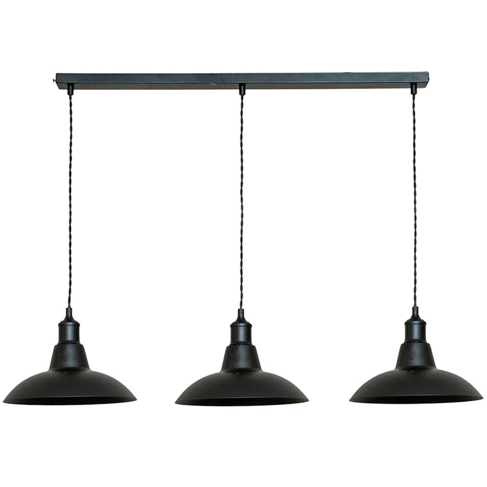 ValueLights Civic Matte Black 3 Drop Diner Bar Matte Black LED Ceiling Pendant Light Image 1