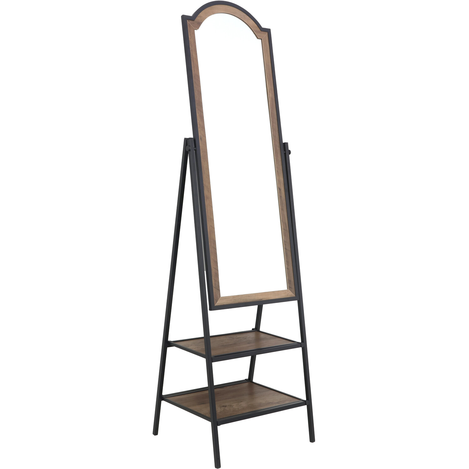 Dark Wood Effect Standing Mirror Brown Image 3