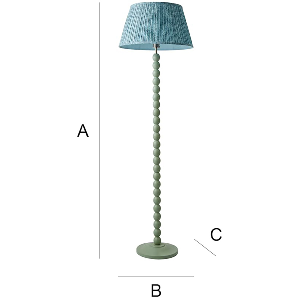 ValueLights Leaf Pleated Shade Pastel Green Bobbin LED Floor Lamp with Bulb Image 7