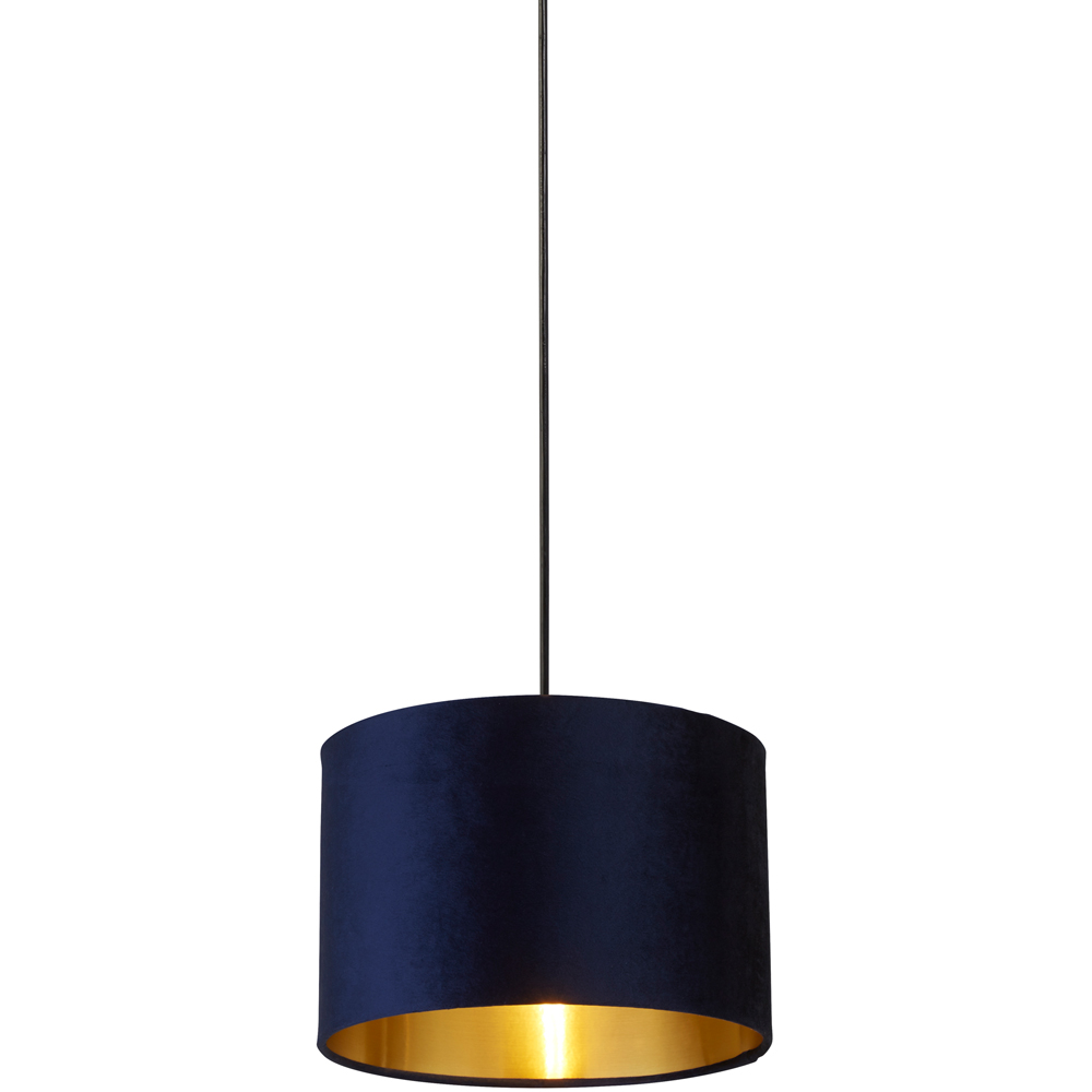 Lighting Collection Navy Gold Inner Velvet Drum Shade 30cm Image 3