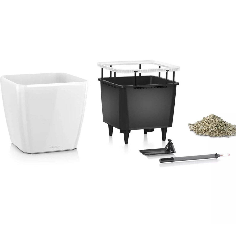 Lechuza Quadro LS 35 White Poly-Resin Self-Watering Planter 33cm Image 6