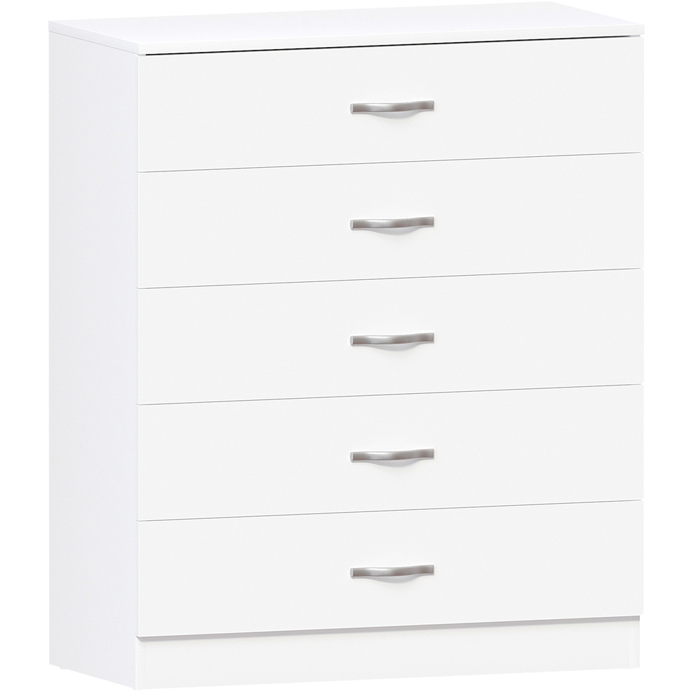 Vida Designs Riano 5 Drawer White Unique Anti Bowing Chest of Drawers with Metal Handles Image 2