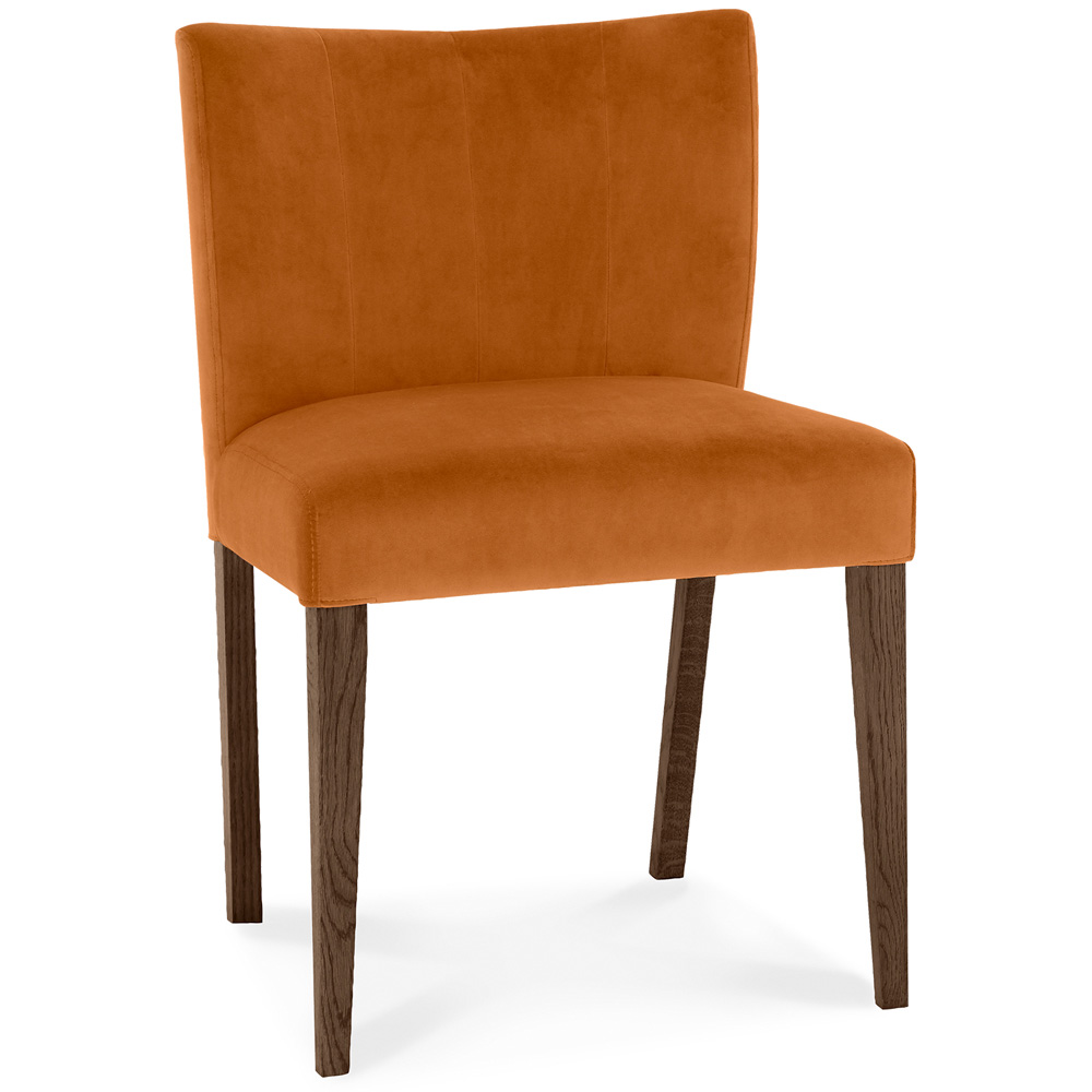 Bentley Designs Turin Set of 2 Dark Oak Harvet Pumpkin Velvet Low Back Upholstered Chair Image 2