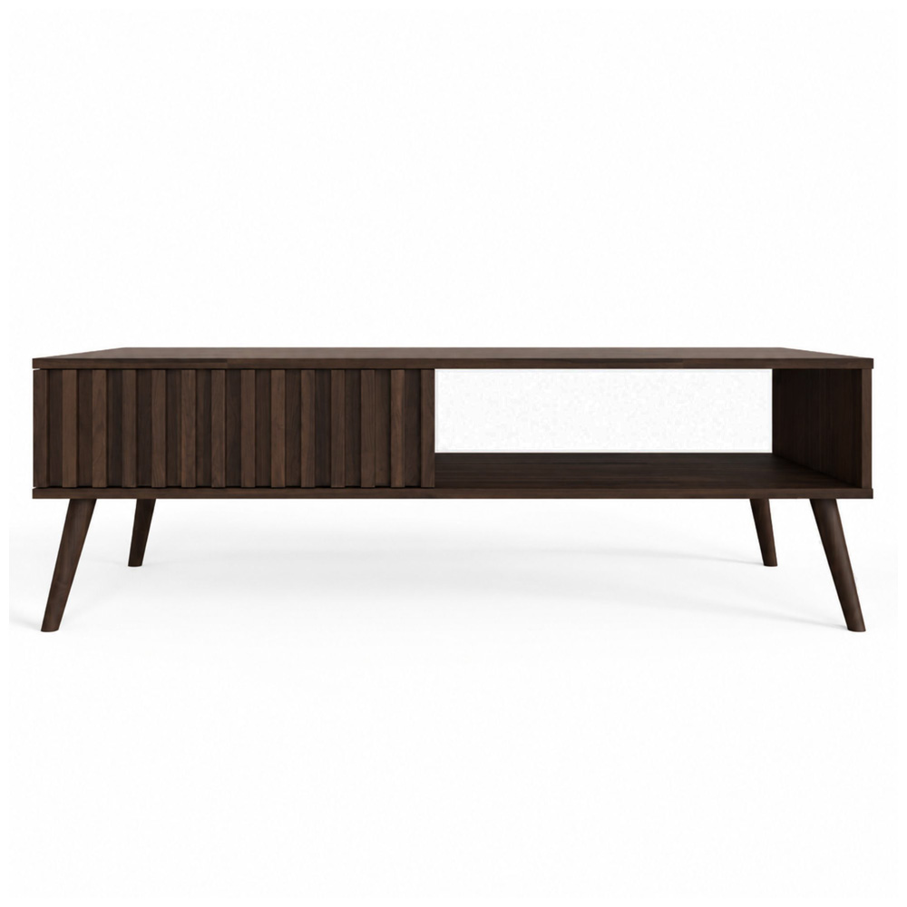 GFW Rowan Single Drawer Single Shelf Walnut Slatted Coffee Table Image 6