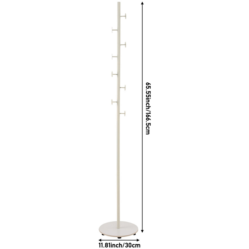 Living and Home White Minimalist Coat Stand with 8 Hooks and Marble Base Image 8
