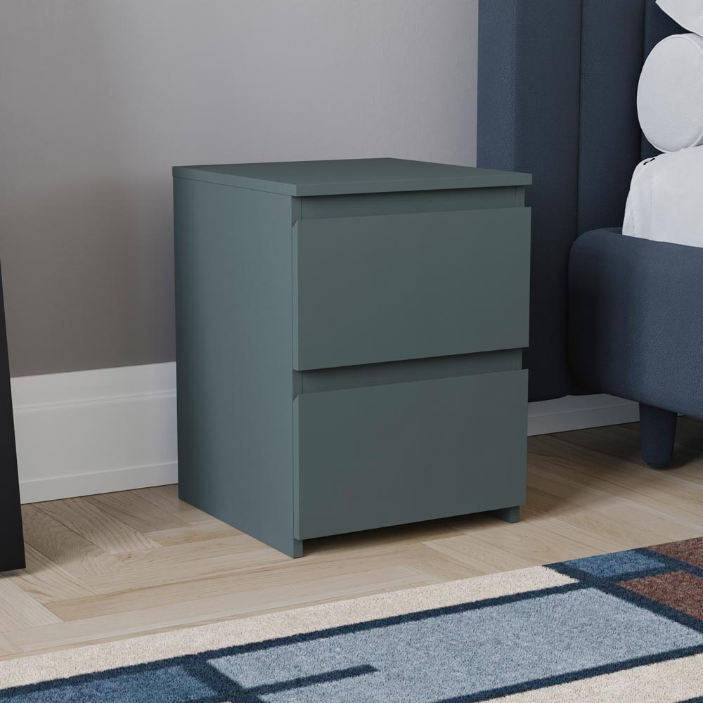 Vida Designs Denver Jasper Green 2 Drawer Bedside Table Image 4