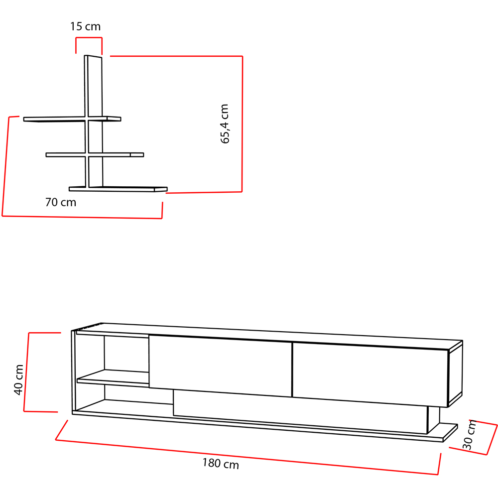 Decorotika Liza 2 Door 2 Shelf White TV Unit with Wall Shelf Image 9