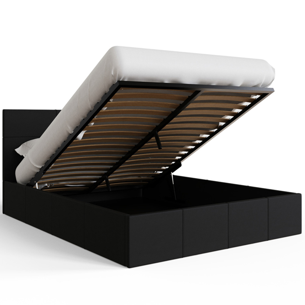 GFW Small Double Black Faux Leather End Lift Ottoman Bed with Bonnell Mattress Image 4