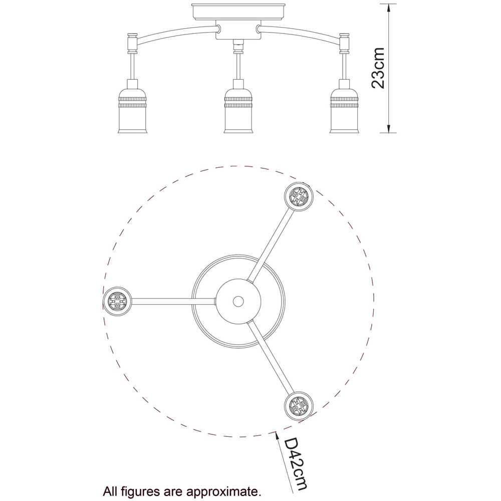 Cosylyte Linton 3 Light Industrial Matt Antique Brass Ceiling Light Image 7