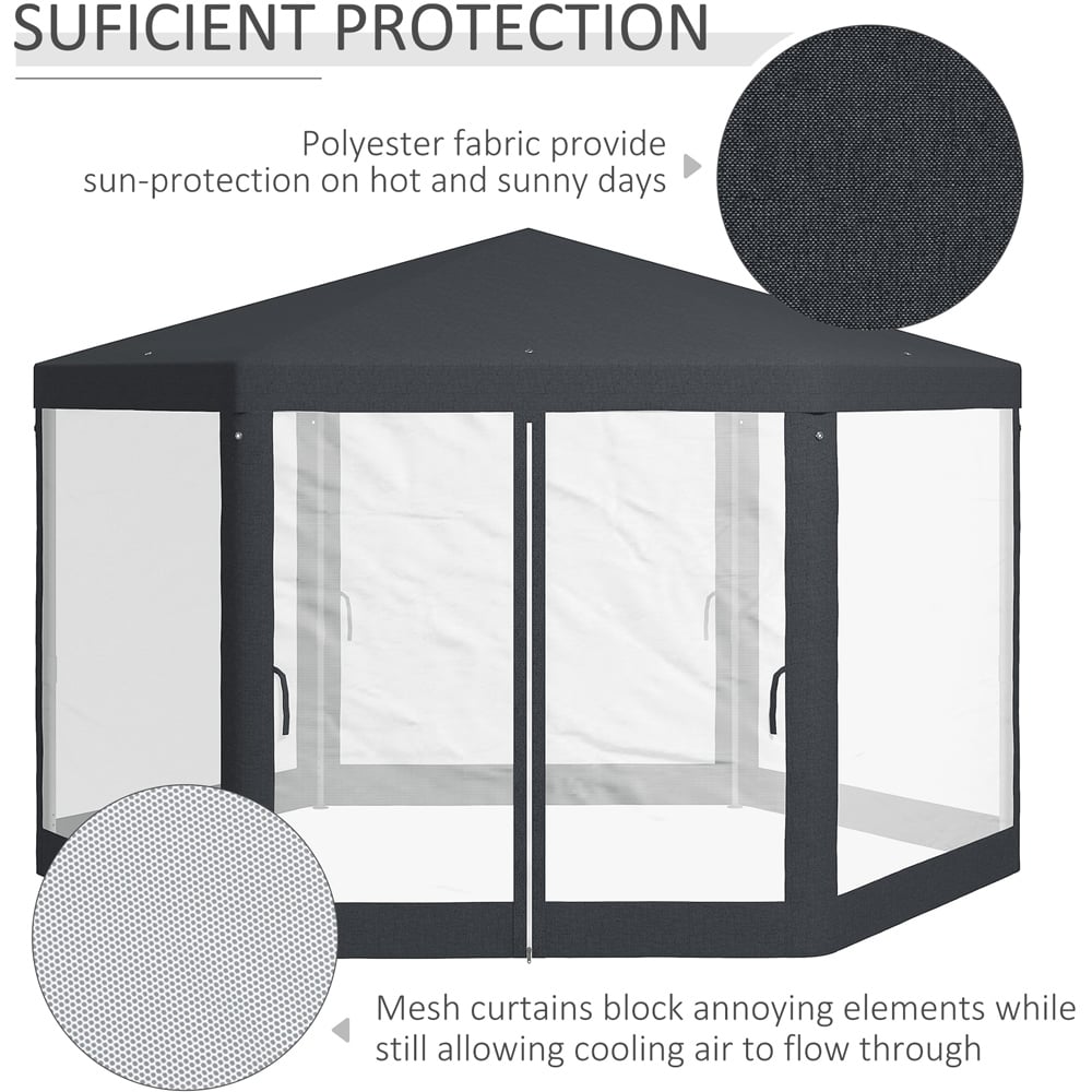 Outsunny 2 x 2m Dark Grey Hexagonal Gazebo Image 7