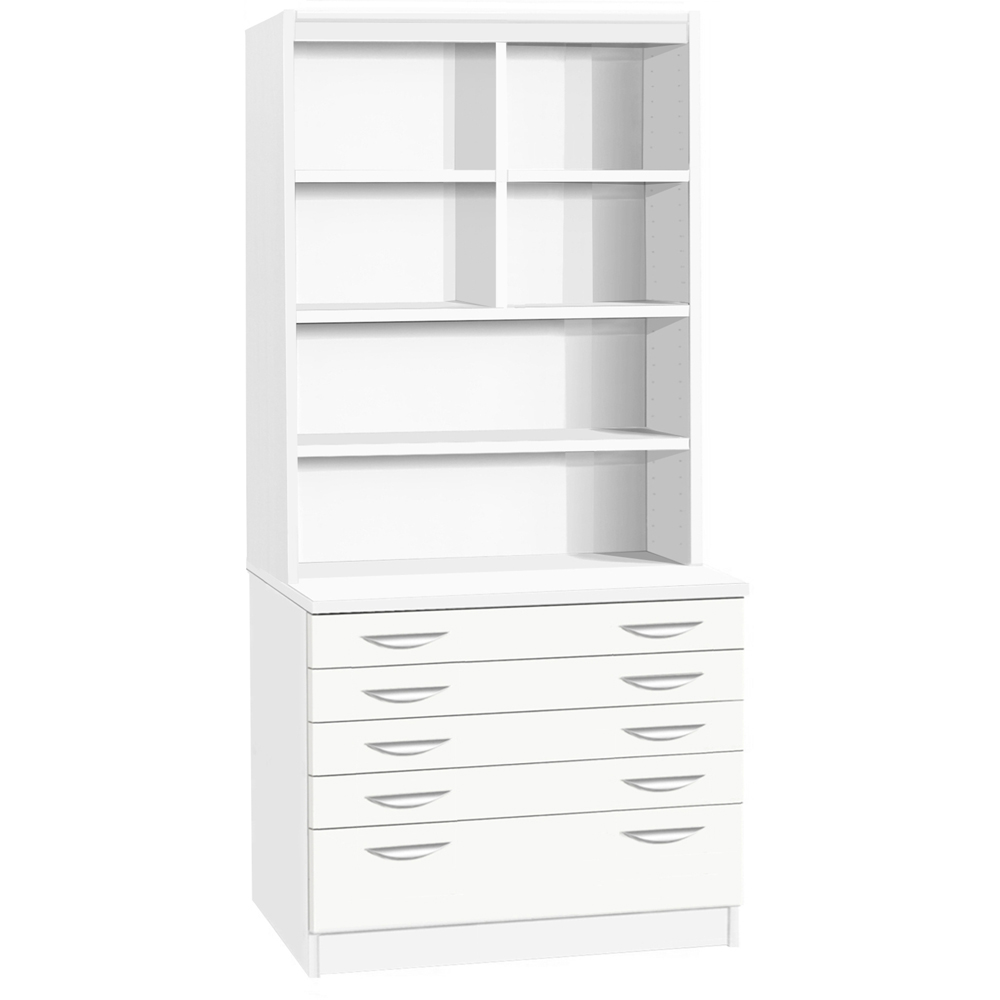 R White Cabinets 5 Drawer 6 Shelf A2 Plan White Chest of Drawers with Hutch Image 2
