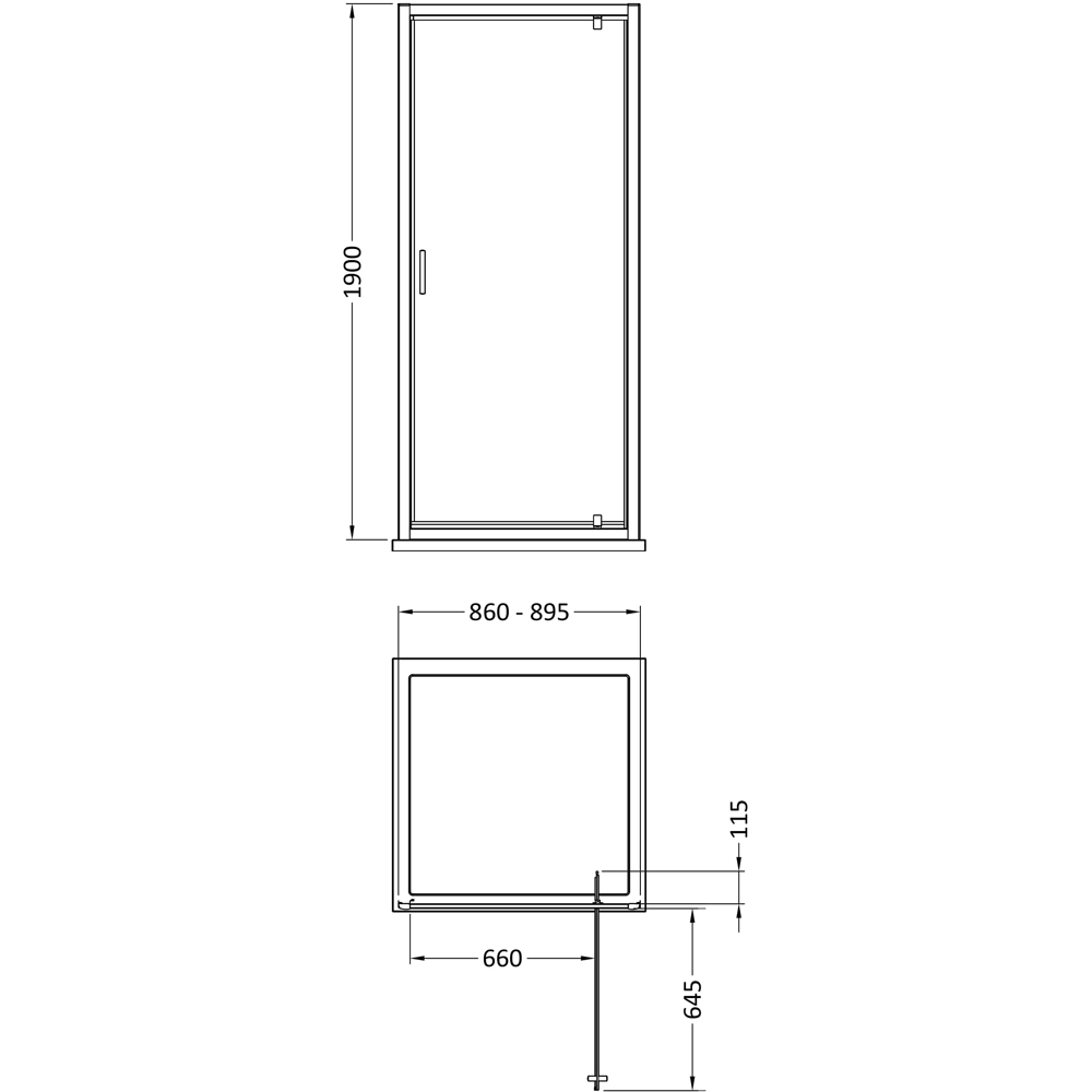 Oem Chrome Pivot Shower Door 90cm Image 2