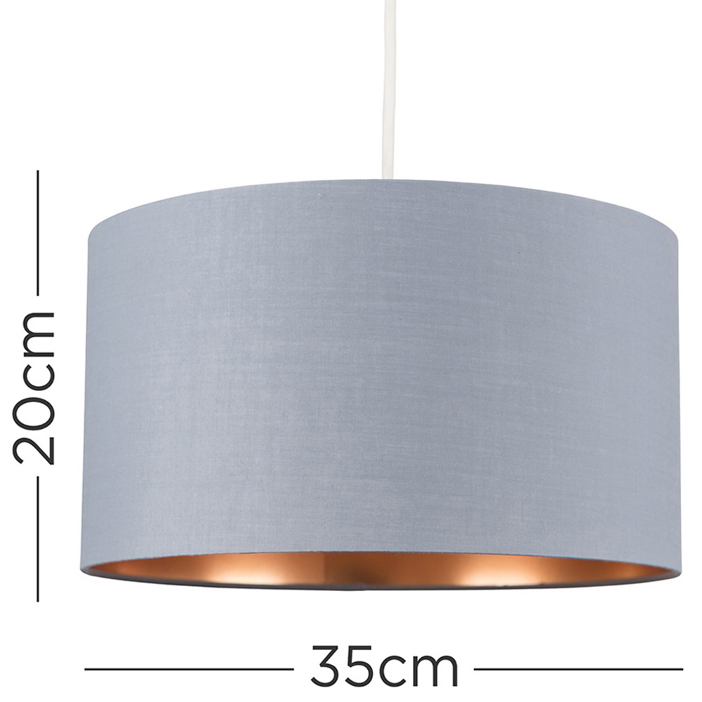 ValueLights Reni Grey with Metallic Copper Ceiling Drum Lamp Shade Medium Image 5