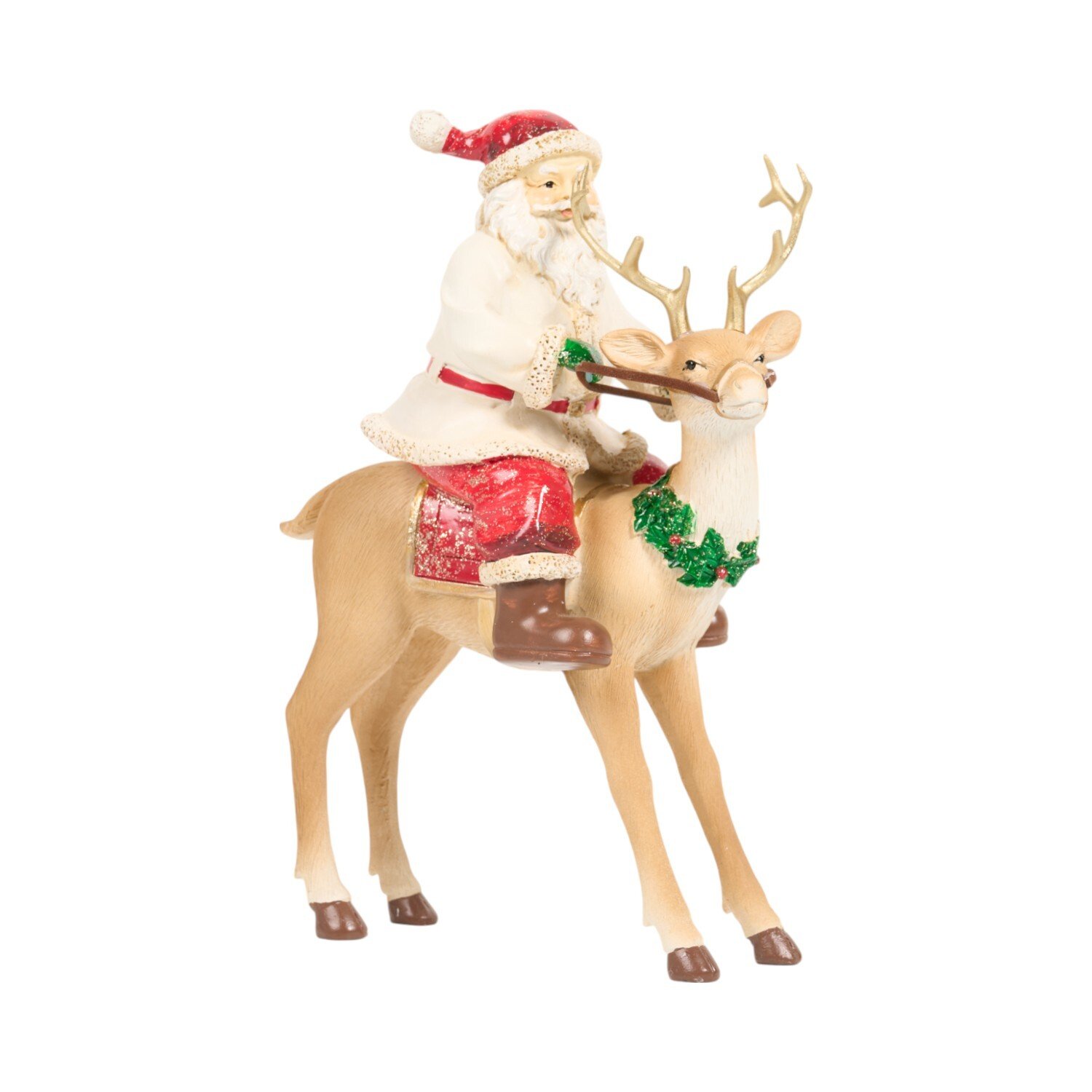 Santa Claus Riding Reindeer OrnamentNeutral Image 2