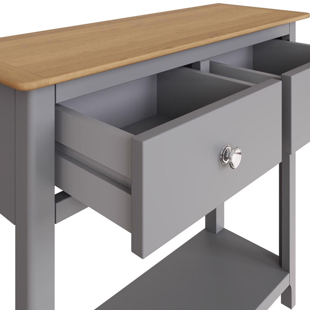 FWStyle Taberno 2 Drawer Dove Grey Hallway Console Table Image 4