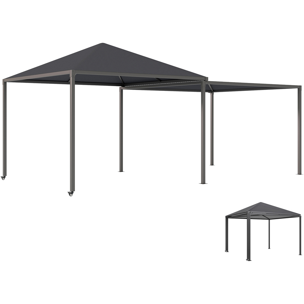 Outsunny 3 x 3m Grey Garden Gazebo with Extendable Awning and Wheels Image 2