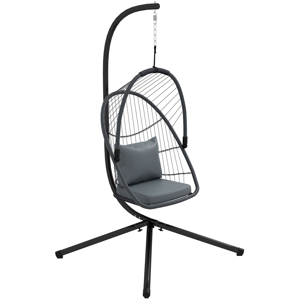 Outsunny Grey and Black PE Rattan Egg Chair with Cushions Image 2