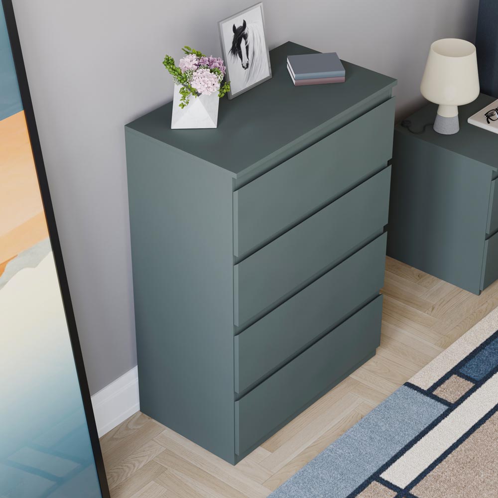 Vida Designs Denver Jasper Green 4 Drawer Bedside Table Image 6