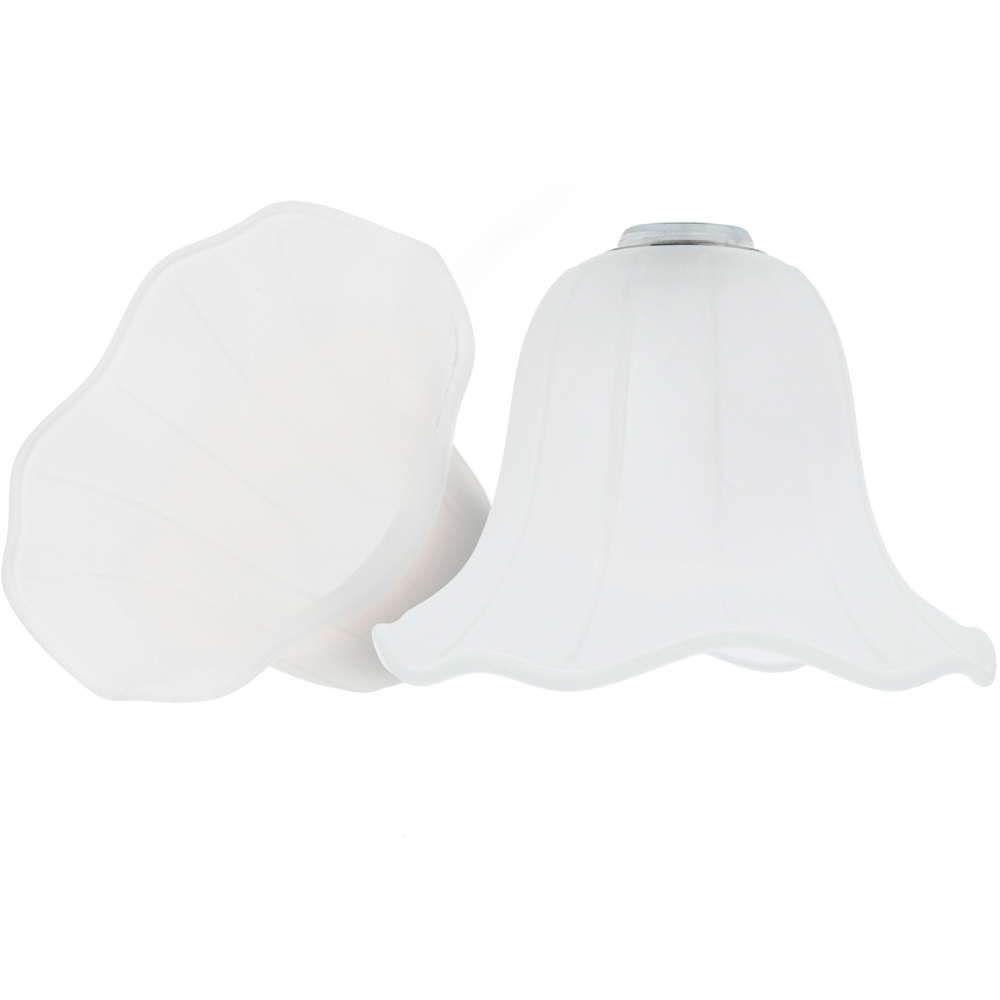 Happy Homewares Frosted White Lined Glass Shade 2 Pack Image 3