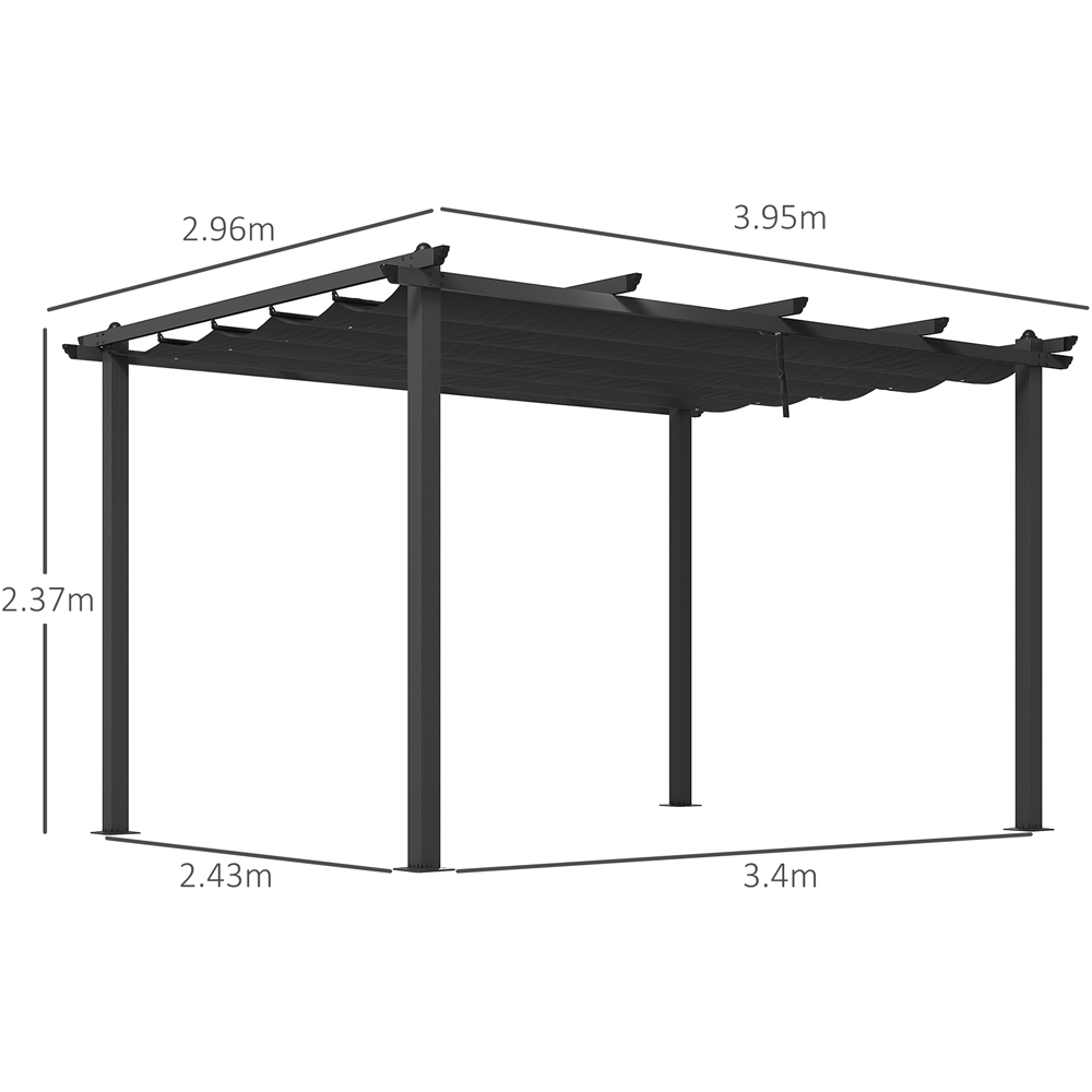 Outsunny 3 x 4m Black Retractable Sun Shade Pergola Roof Image 7