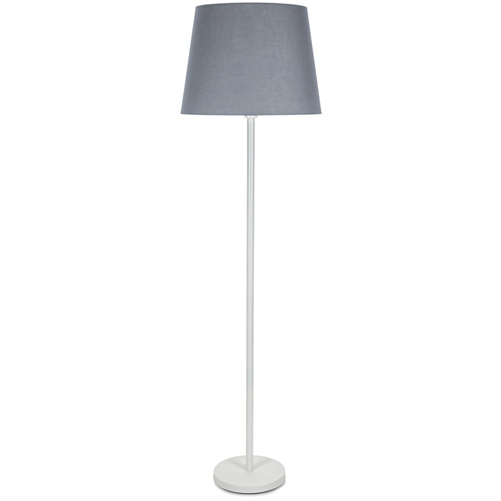 ValueLights Charlie Grey Tapered Shade White Single Stem LED Floor Lamp Image 1