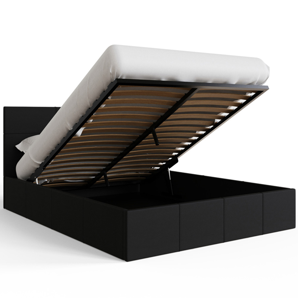 GFW King Size Black Faux Leather End Lift Ottoman Bed with Bonnell Mattress Image 4