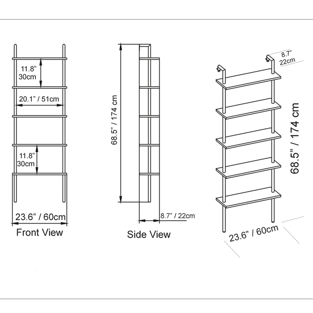Decorotika Paula 5 Shelf White Bookshelf Image 5