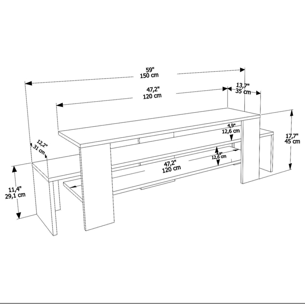 Decorotika Lenora 2 Shelf White and Walnut TV Unit Image 5