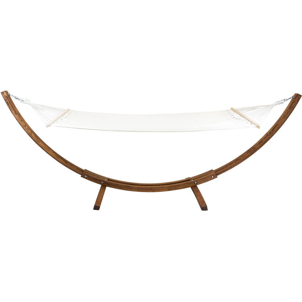 Charles Bentley Cream Canvas Hammock with Wooden Arc Stand Image 3