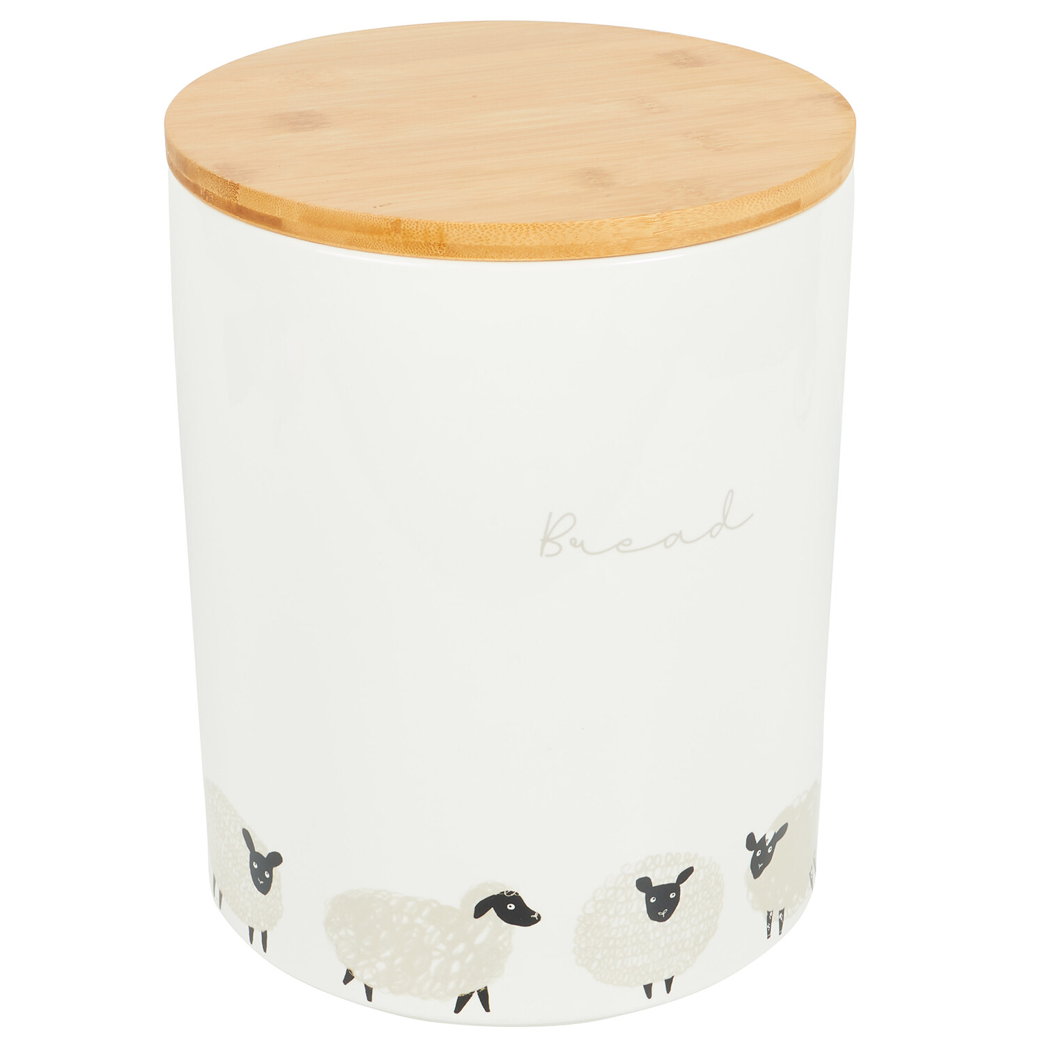 Highland Flock Bread Canister with Bamboo Lid - White Image 3