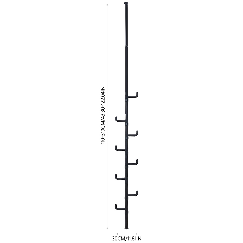 Living and Home Black Adjustable Floor-to-Ceiling Coat Stand with 8 Hooks Image 8