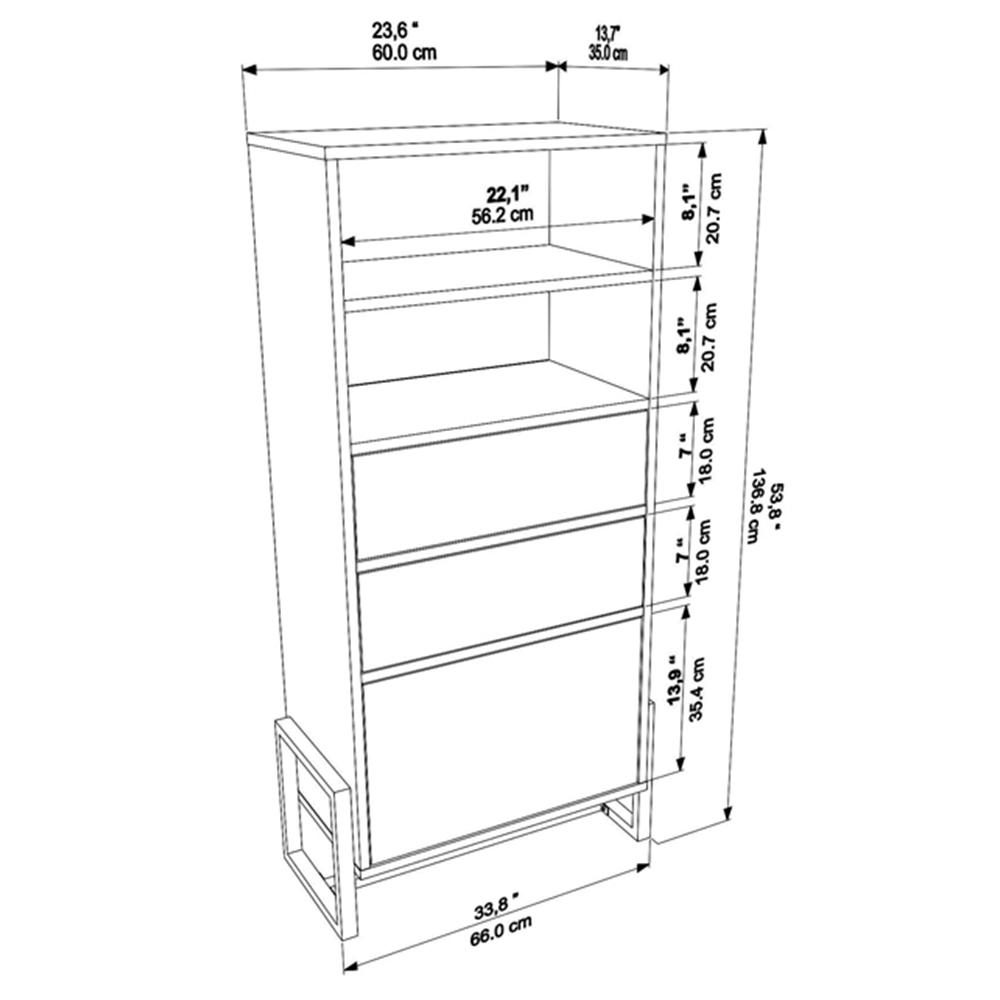 Decorotika Utopie 3 Door 2 Shelf Black and Green Modern Bookshelf Image 9