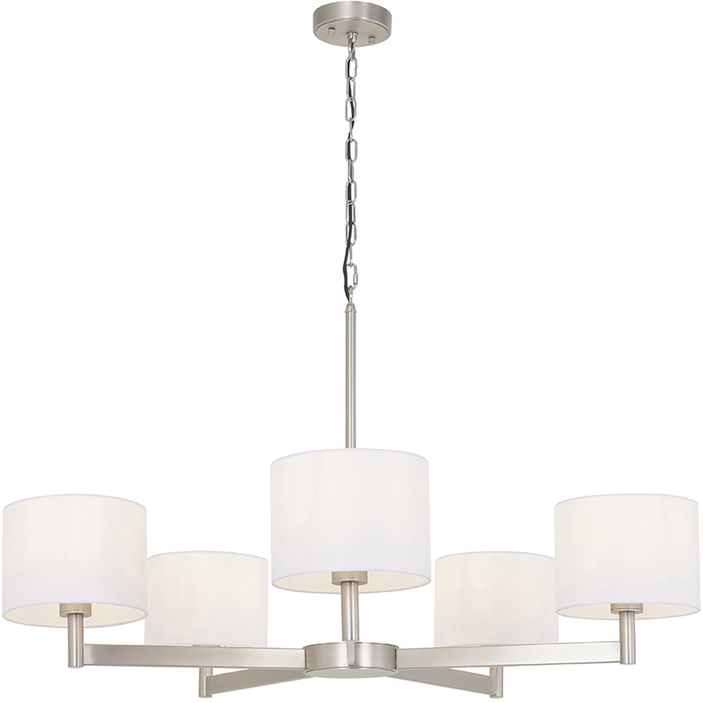 Merano Cortino Vintage White Matt Nickel 5 Light Ceiling Pendant Light Image 3