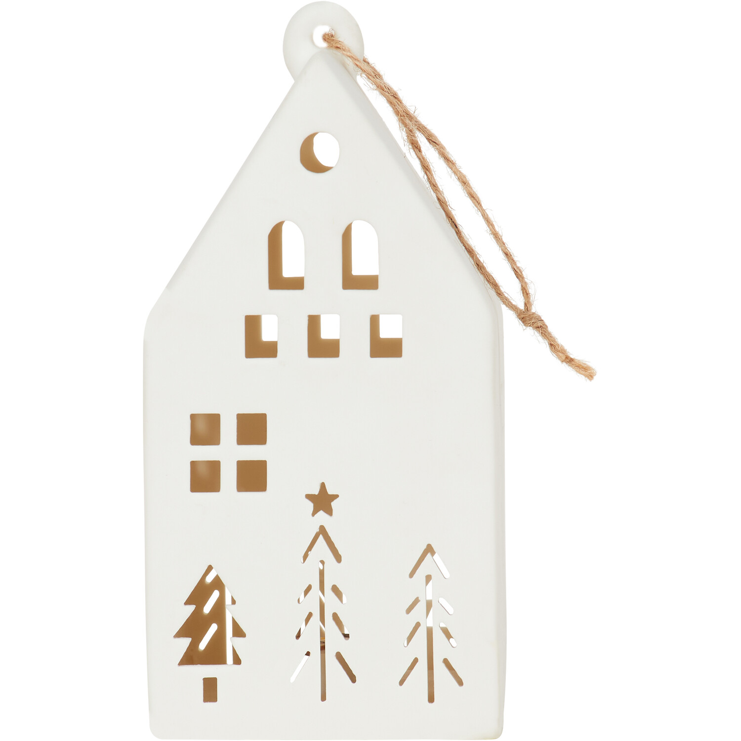 Ceramic LED Hanging House - White Image 3