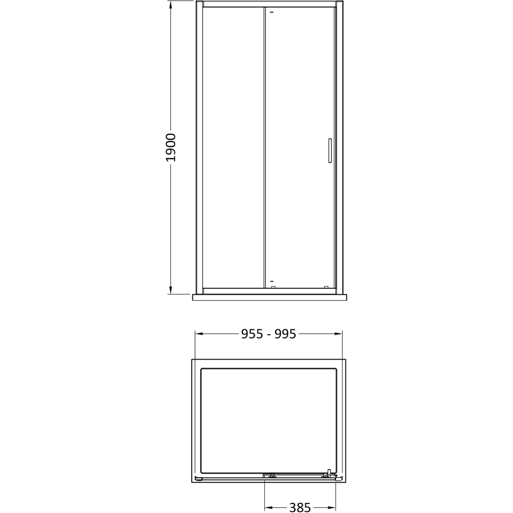 Oem Chrome Single Sliding Shower Door 100cm Image 2