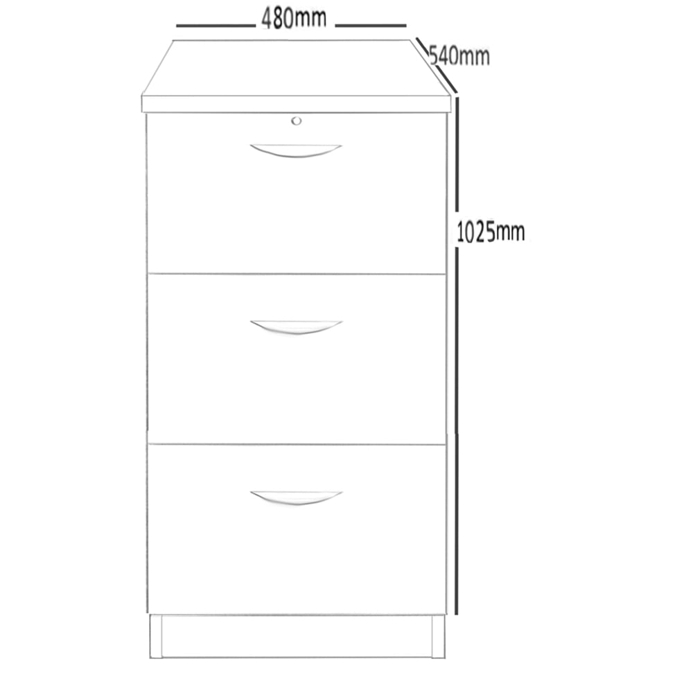 R White Cabinets 3 Drawer Brown Filing Cabinet Image 5