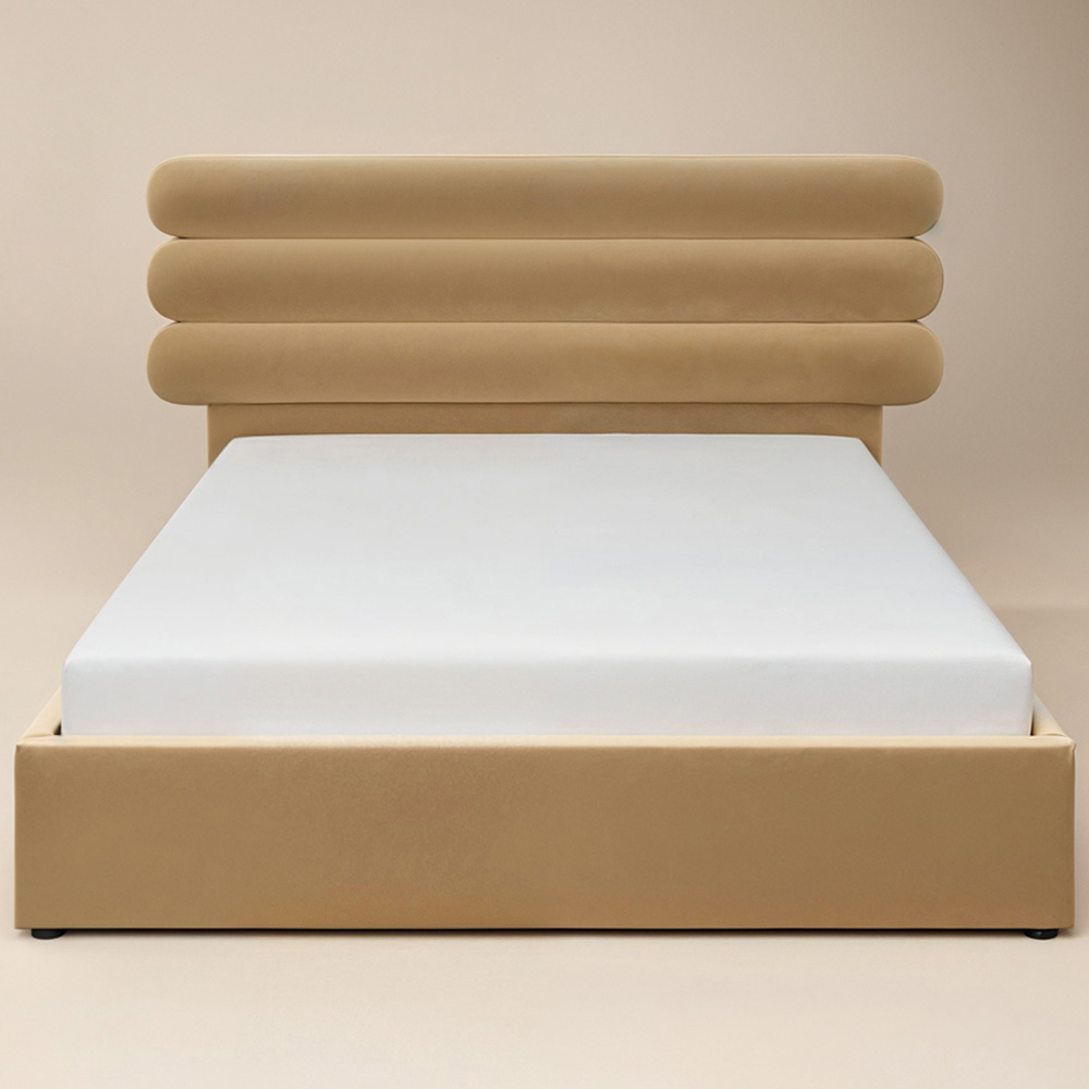 Solace+Co Atlas Double Sand Velvet Ottoman Bed Image 3