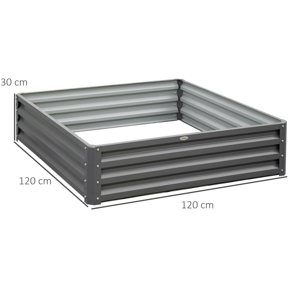 Outsunny Light Grey Metal Raised Garden Bed Flower and Vegetable Planter Image 7