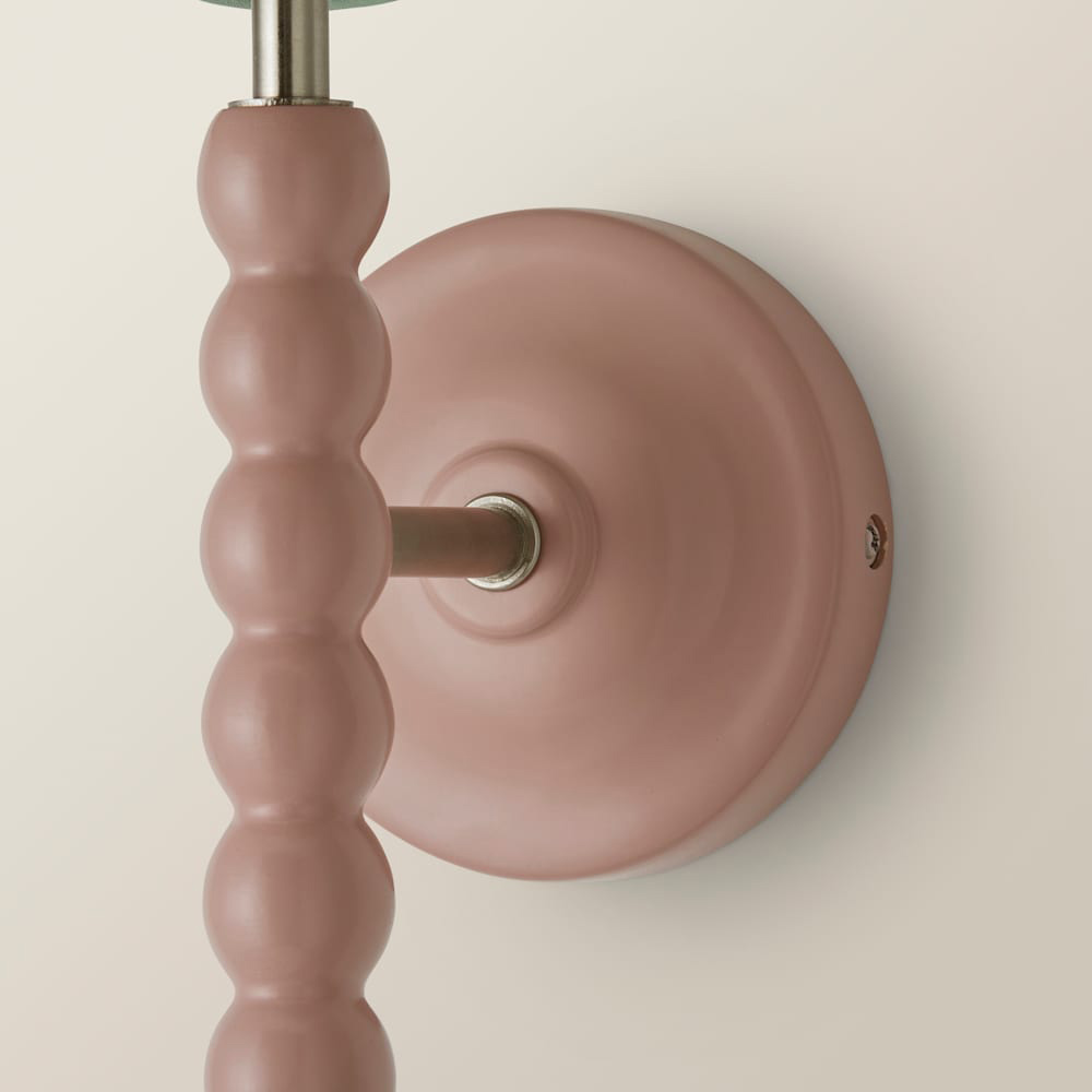 ValueLights Green Trim Scallop Shade Pink Bobbin LED Wall Light with Bulb Image 5