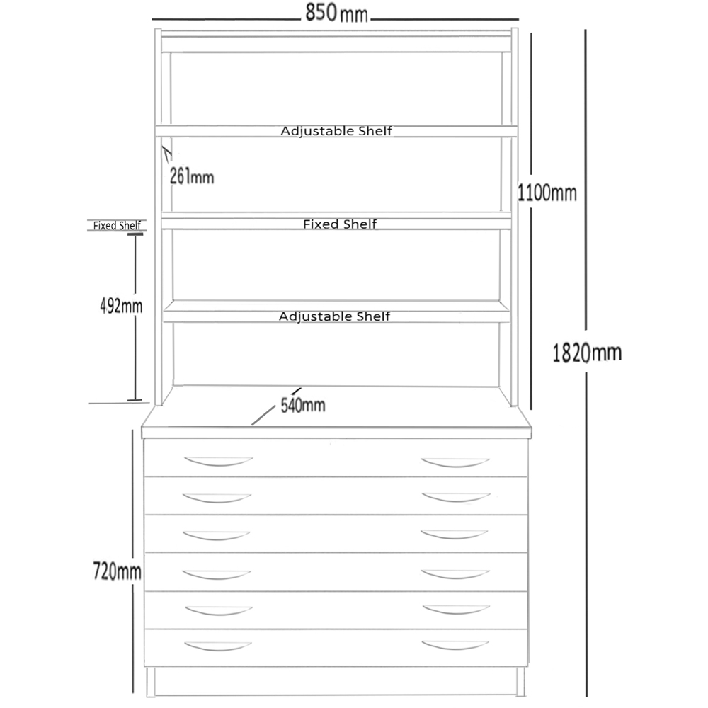 R White Cabinets 6 Drawer 6 Shelf Black A2 Plan Chest of Drawers with Hutch Image 5