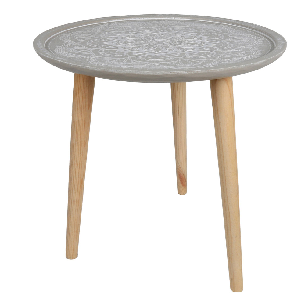 Grey and Natural Flat Top Side Table Image 3