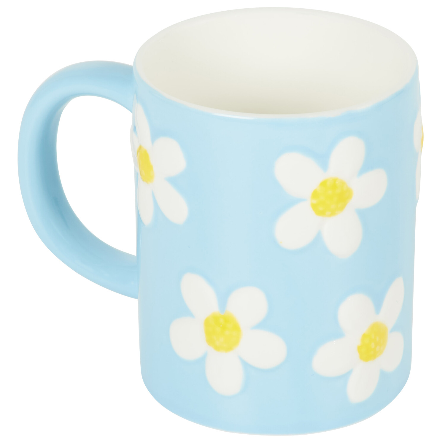 Daisy Handpainted and Embossed Mug - Blue Image 4