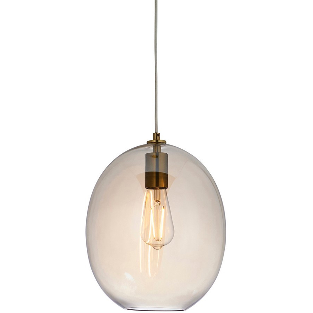 Merano Lecce Satin Brass Plate Champagne Lustre Glass Dome Pendant Ceiling Light Image 4