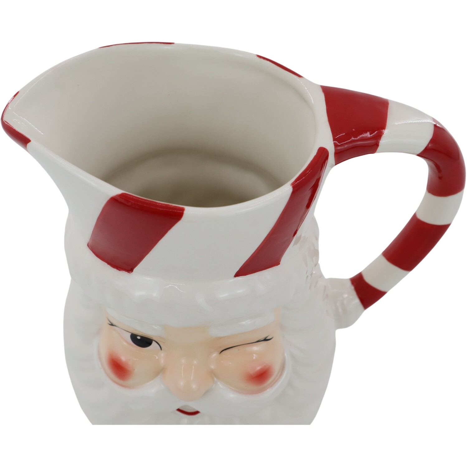Winking Santa Jug Red and White Image 2
