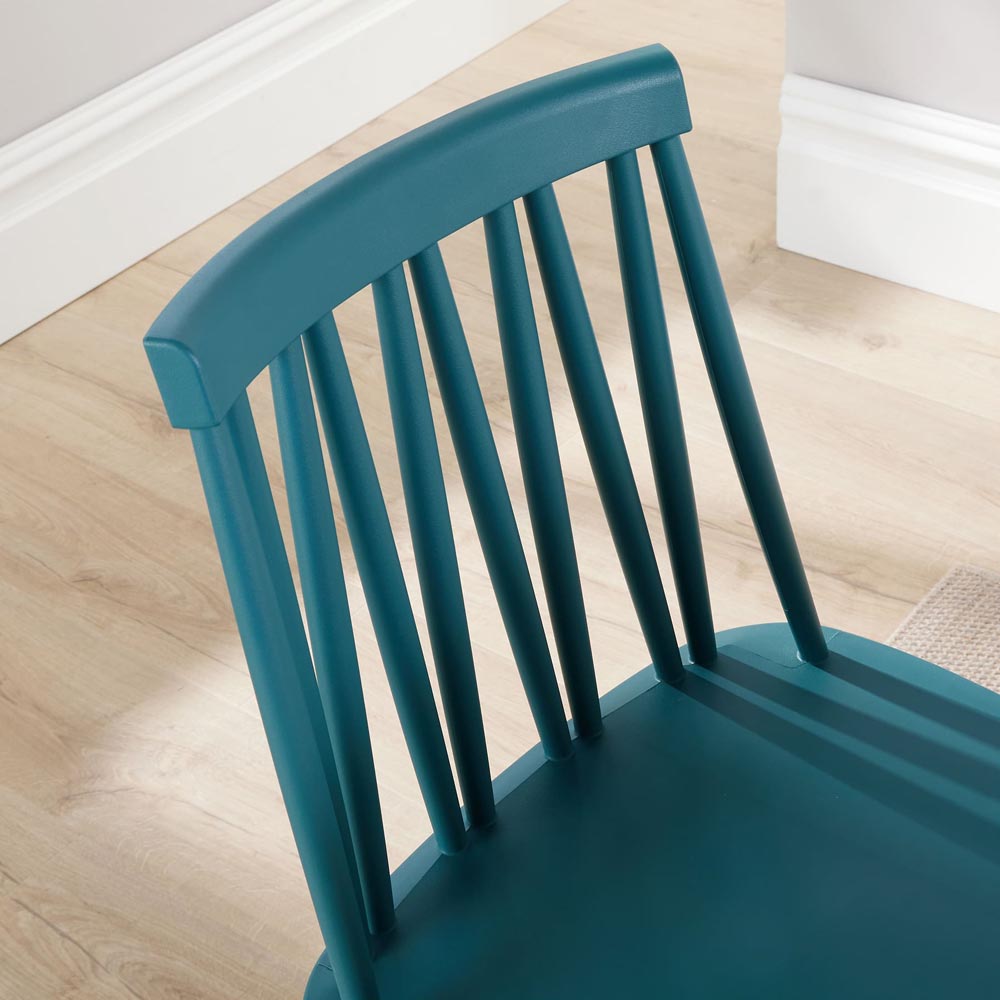 Home Source 4 Seater Geometric Pattern Dining Set White and Teal Image 5