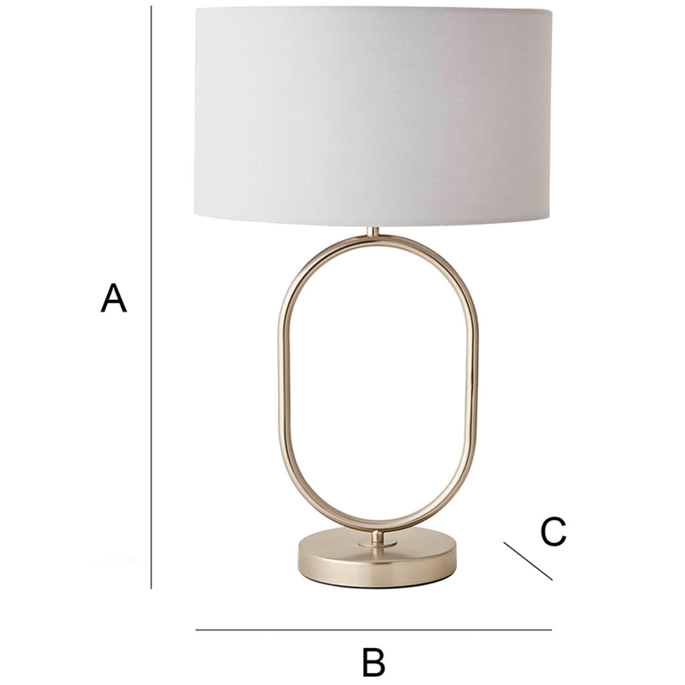ValueLights Antonia Grey Fabric Drum Lamp Shade Brushed Chrome Oval LED Table Lamp Image 7