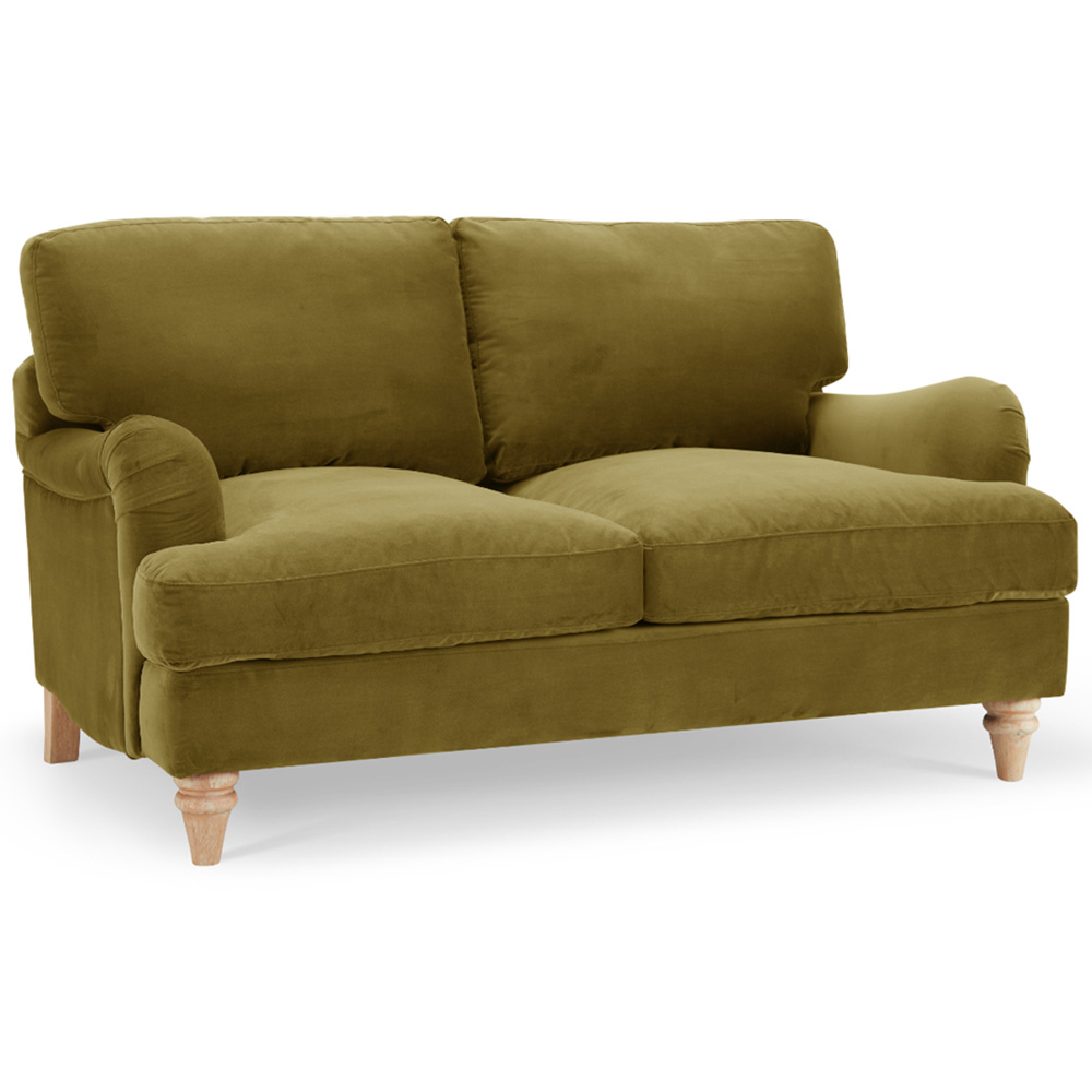 Home Detail Oxford 2 Seater Olive Green Velvet Sofa Image 2