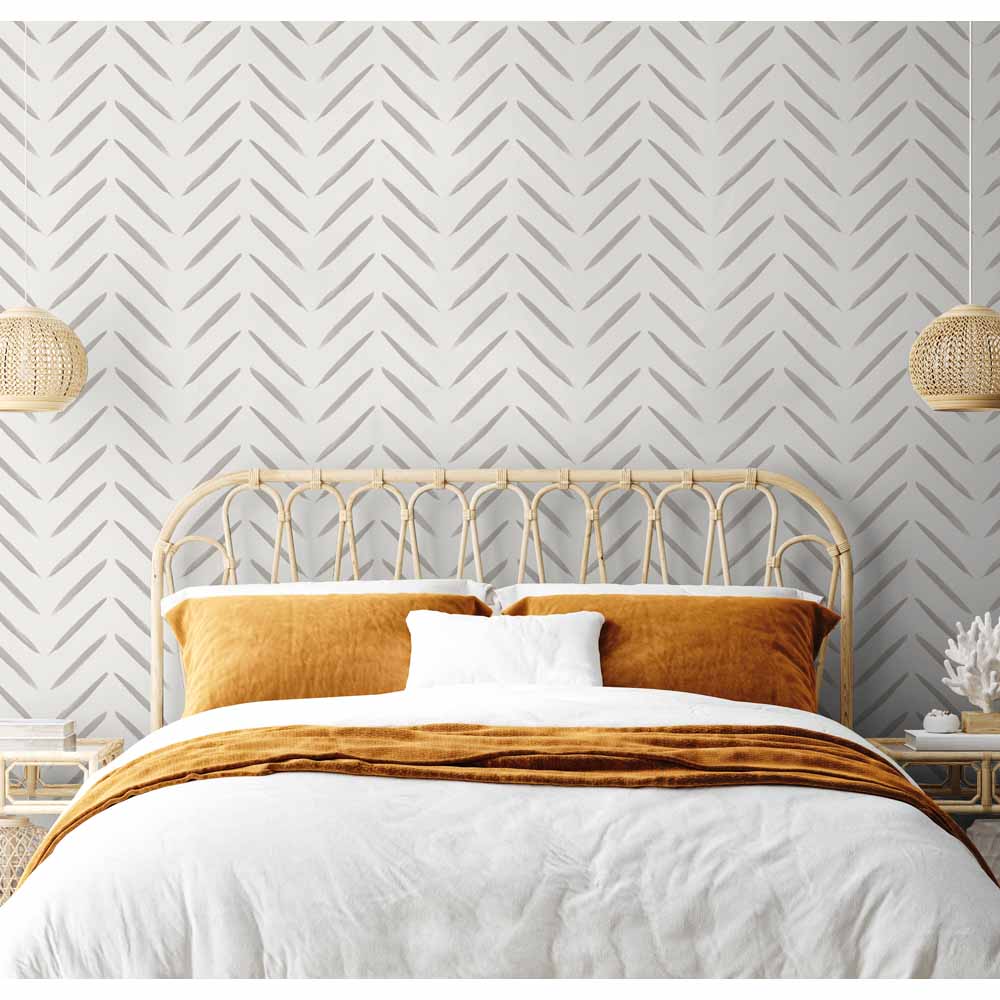 Holden Decor Chevron Brush Marks Taupe Wallpaper Image 3
