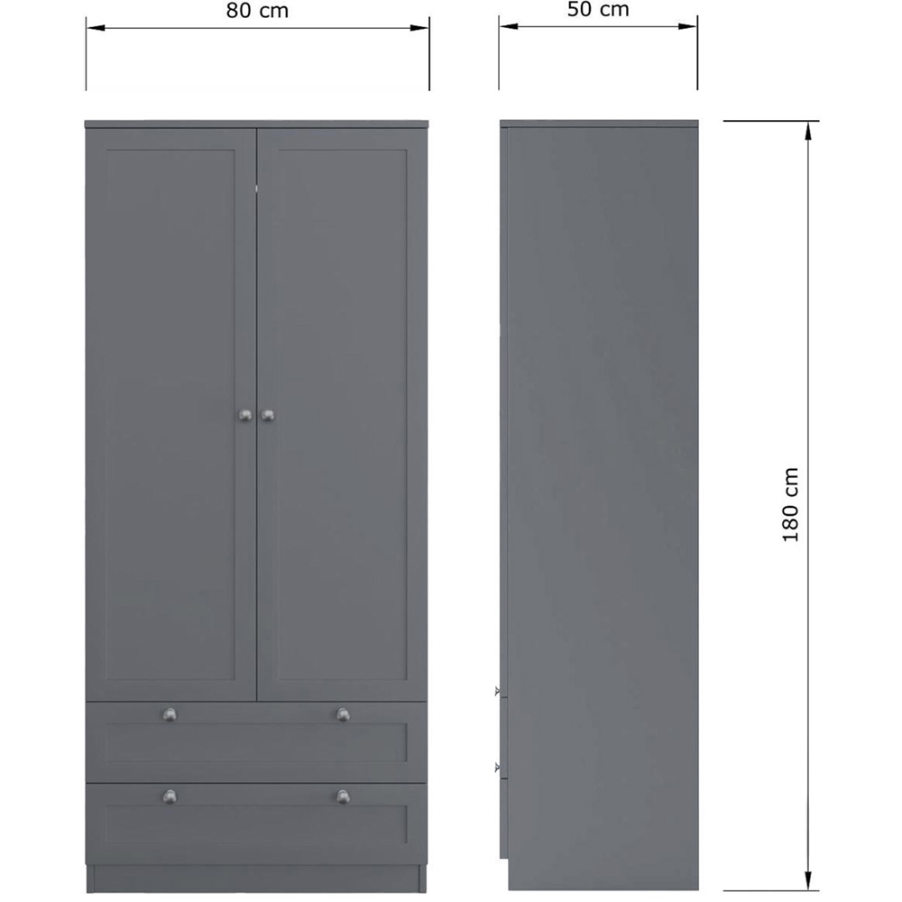 FWStyle Artus 2 Door 2 Drawer Dark Grey Panelled Combination Wardrobe Image 6