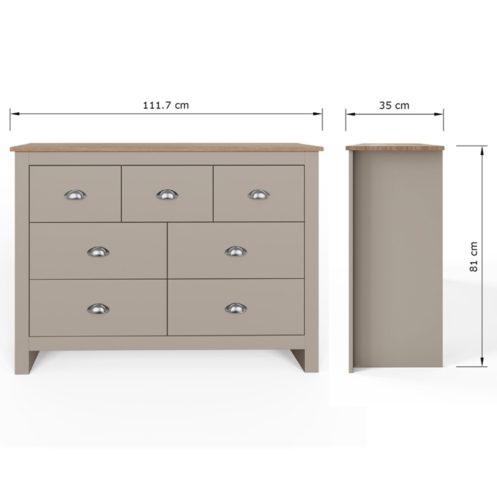 GFW Lancaster 7 Drawer Grey Merchants Chest of Drawers Image 9
